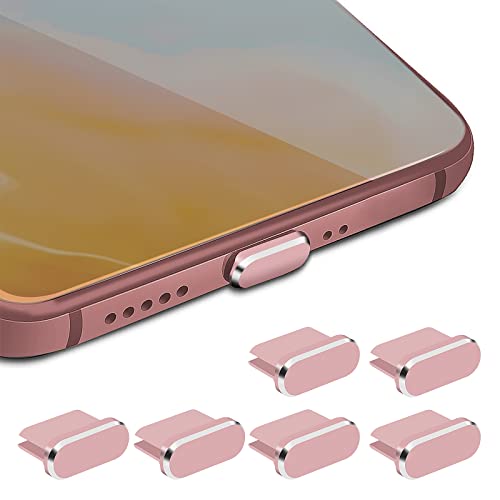 cobee Typ C Staubstecker Set, 6 Stück Aluminiumlegierung USB C Anti Staub Abdeckkappen Ladeanschlussabdeckung Typ C Metall Staubschutz Stopper für Smartphone Laptop (Roségold) von cobee