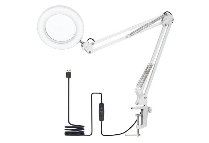 cocosity Lupenbrille Flexible Klemm-Tischleuchte mit 8-facher Lupe zum Arbeiten und Lernen, Flexibel, zum Anklemmen, 8-fach, 3 Farbmodi, 10 Helligkeitsstufen von cocosity