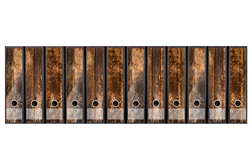 codiarts. Ordnerrücken selbstklebend | Etiketten Set für 12 breite Ordner | gestantzt mit Griffloch | Rückenschild breit | vintage Motiv Shabby Chic Dekor Holz vintage braun von codiarts.