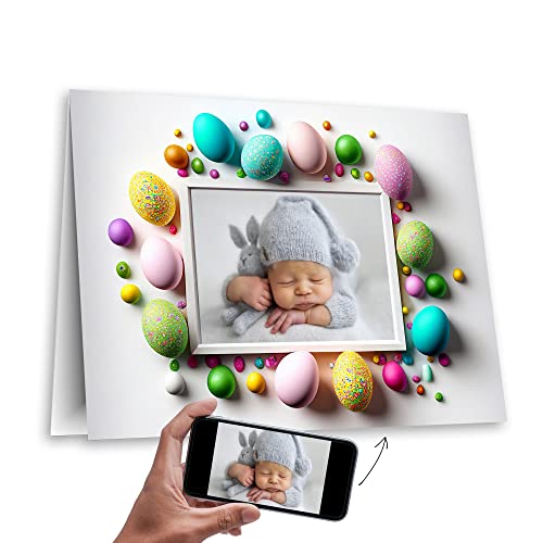 codiarts. Osterkarte personalisiert mit deinem Foto XL-Klappkarte DIN A4 mit Umschlag Ostern, Grußkarte (Ostereier 01) von codiarts.