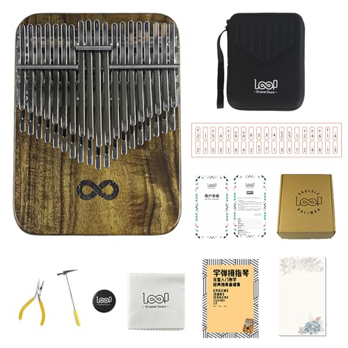 Loop 38 Key Kalimba, professionelle Daumenklavier Kalimba, chromatisches zweischichtiges Daumenklavier, massives Holz Resonanzbrett, ätherischer Klang mit anhaltender Resonanz, Daumenklavier von coffinsea
