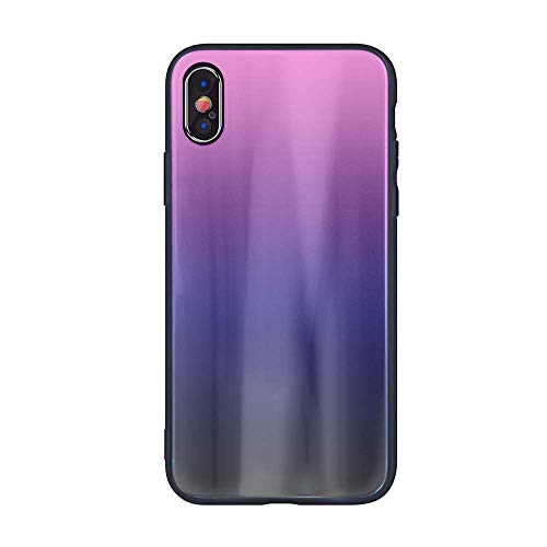 cofi1453® Aurora Glas Etui Silikon Hülle kompatibel mit Samsung Galaxy A51 (A515F) Hart Case TPU Handy Cover Schutz in Pink-Schwarz von cofi1453