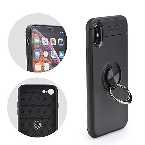 cofi1453® Premium HandyHülle Dezente Schale Bumper Case Cover kompatibel mit Samsung Galaxy J6+ (J610F) drehbarer Ring TPU 360 Grad Halter Ständer Magnetisch Outdoor von cofi1453