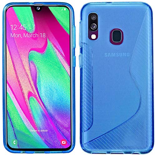 cofi1453® S-Line Hülle Bumper kompatibel mit Samsung Galaxy A40 (A405F) Silikonhülle Stoßfest Handyhülle TPU Case Cover Blau von cofi1453