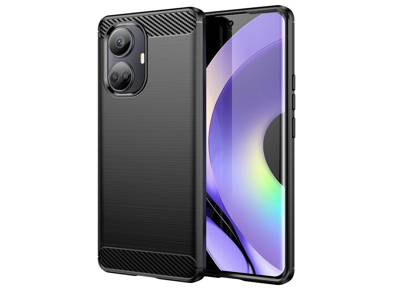 cofi1453 Bumper Carbon Case Hülle für Realme 10 Pro Plus flexible Silikon Hülle von cofi1453