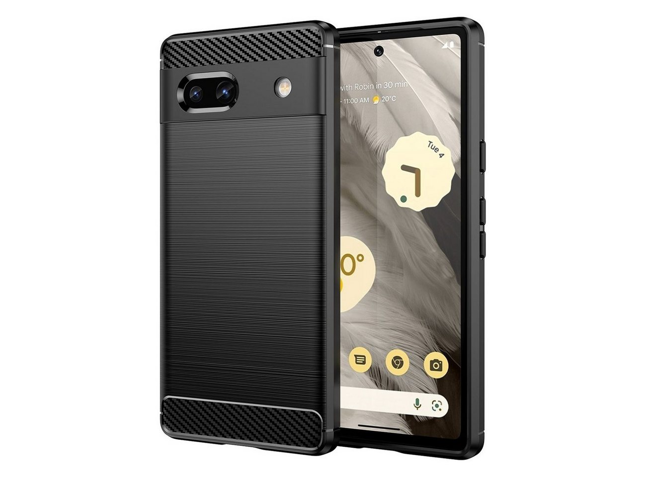 cofi1453 Bumper Carbon Case für Motorola Moto G53 flexible Silikon-Hülle schwarz von cofi1453