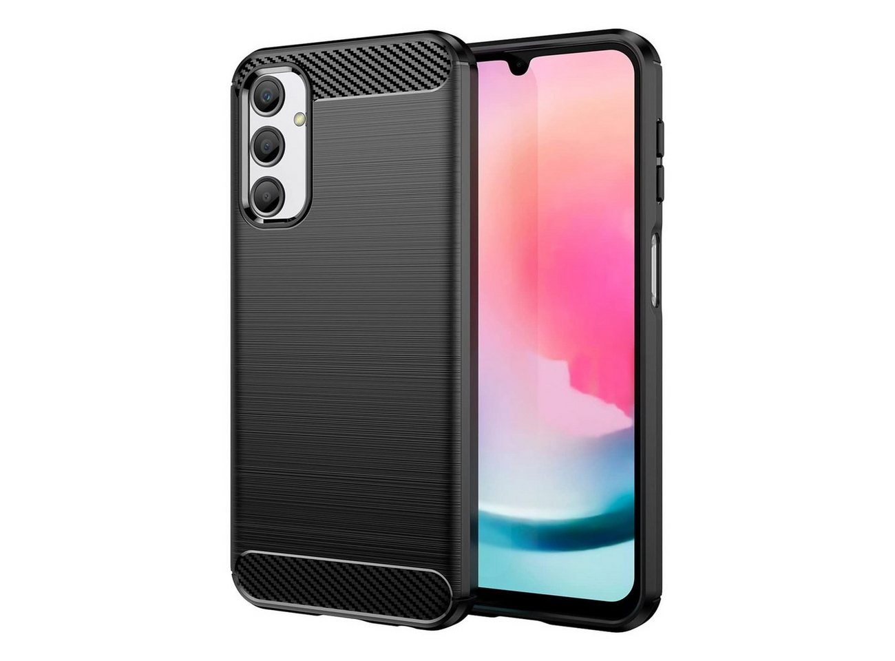 cofi1453 Bumper Carbon Case für Samsung Galaxy A24 4G flexible Silikon Hülle schwarz von cofi1453