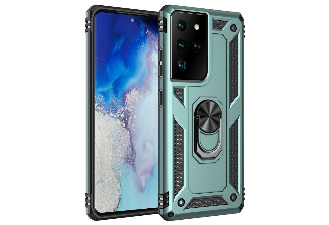 cofi1453 Bumper Silikon TPU Slim Case mit 360 Grad Ring Ständer Schutzhülle von cofi1453