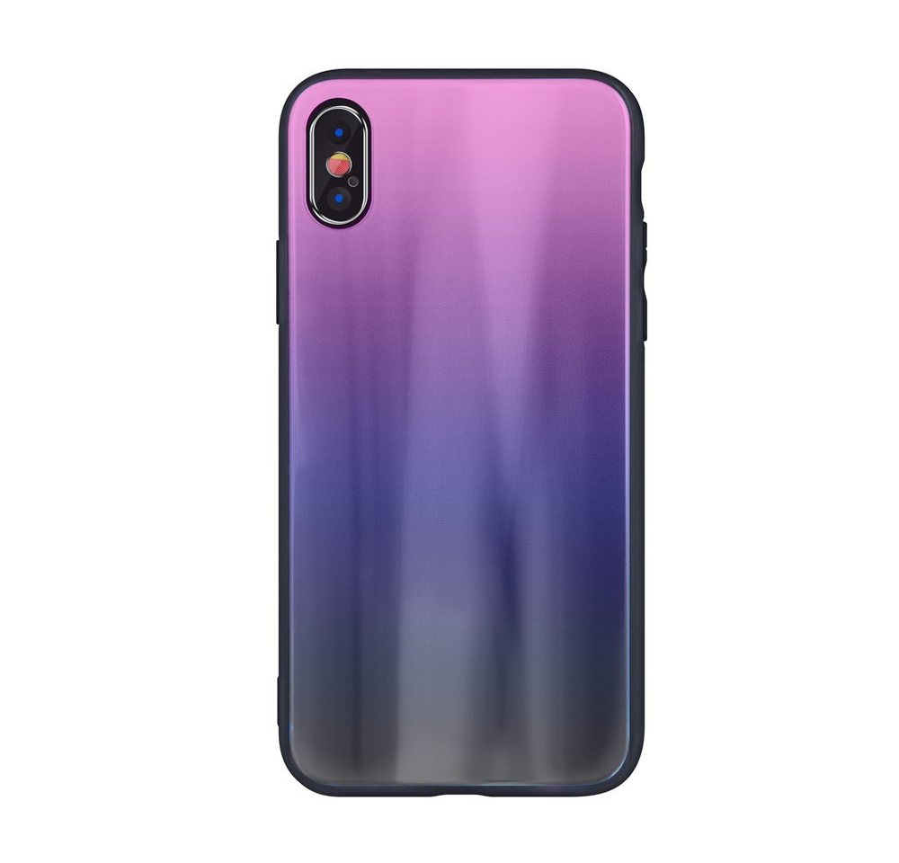 cofi1453 Bumper cofi1453® Aurora Glas Etui Silikon Hülle kompatibel mit Huawei P40 Lite Hart Case TPU Handy Cover Schutz von cofi1453