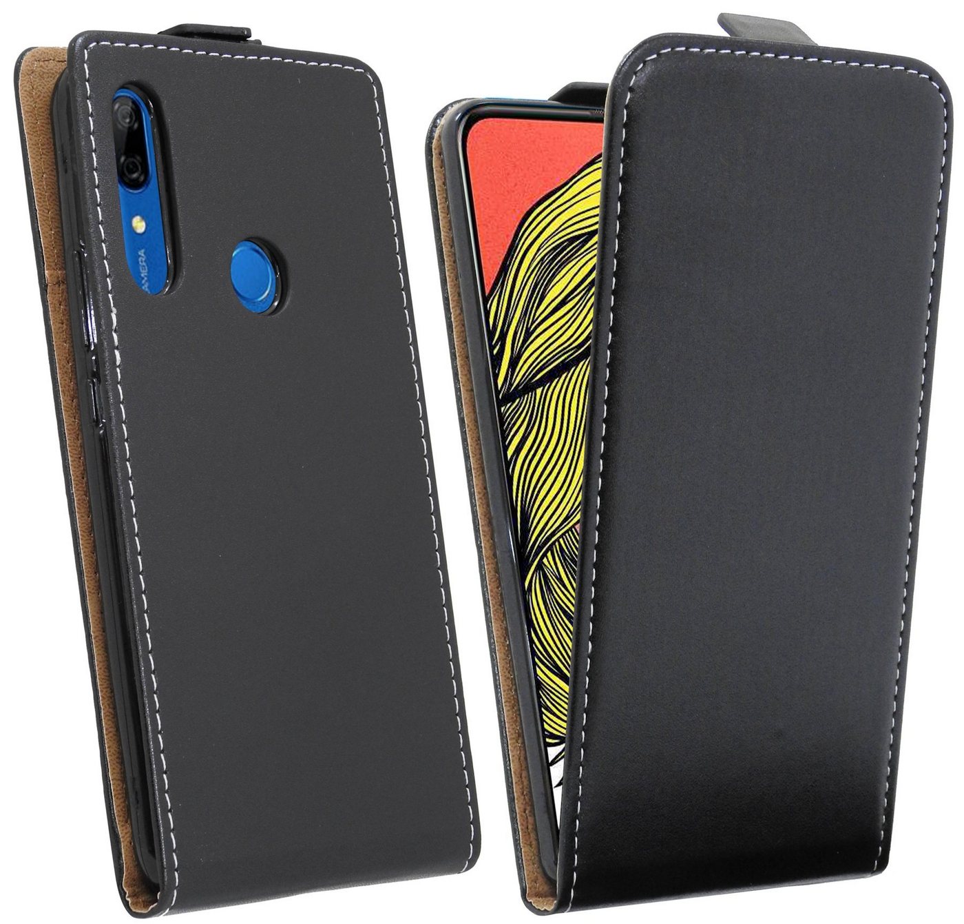 cofi1453 Handyhülle Flip Case für Huawei P Smart Z, Schutzhülle Handy Flip Cover Klapptasche Schwarz von cofi1453