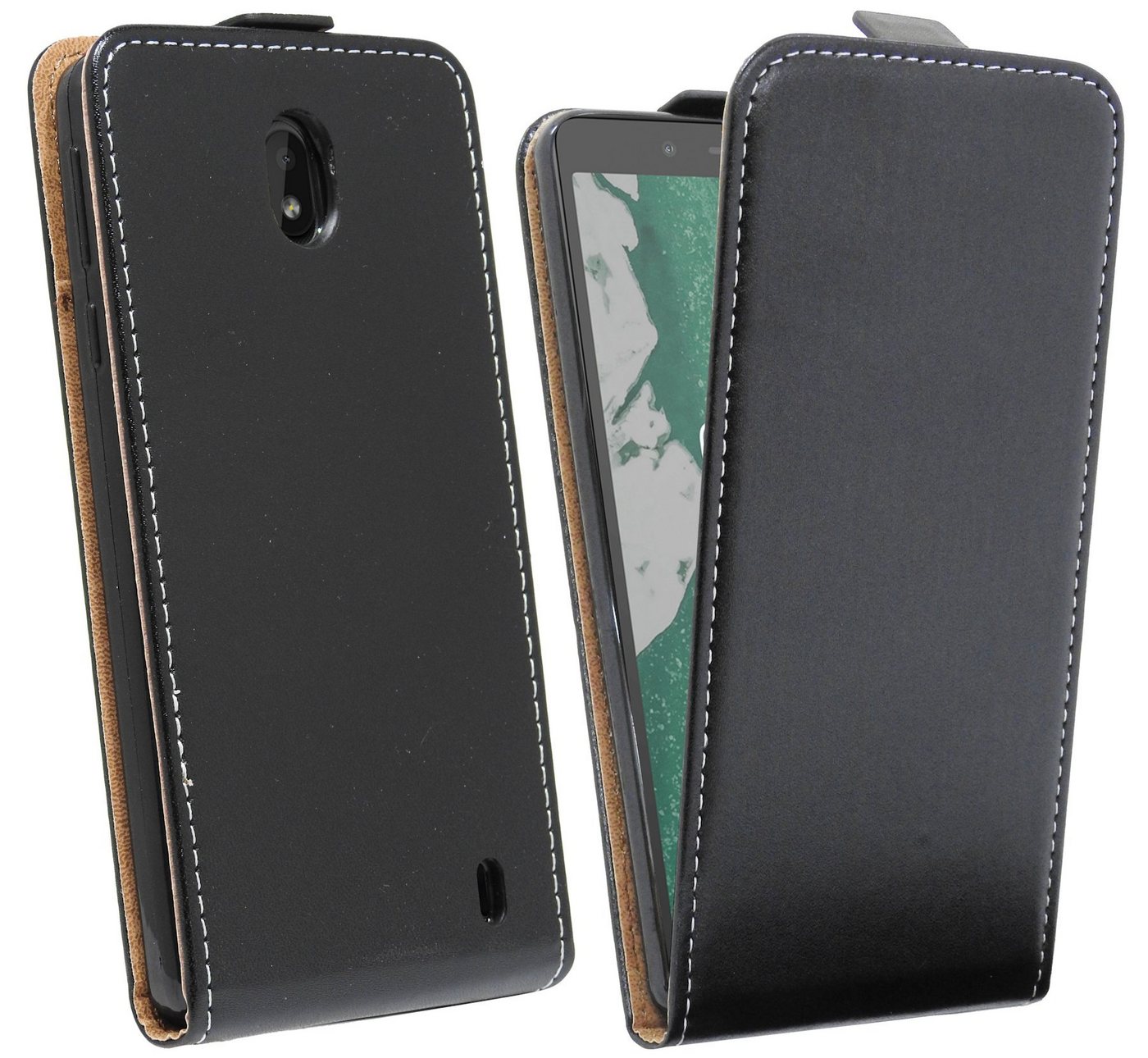 cofi1453 Handyhülle Flip Case für Nokia 1 Plus, Schutzhülle Handy Flip Cover Klapptasche Schwarz von cofi1453