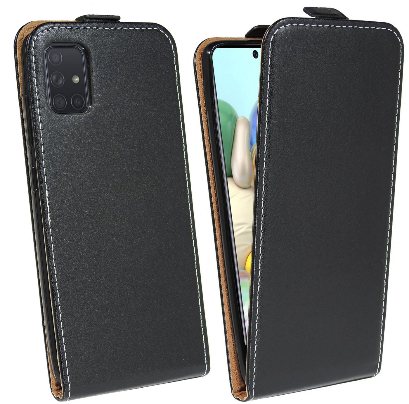 cofi1453 Handyhülle Flip Case für Samsung Galaxy A71, Schutzhülle Handy Flip Cover Klapptasche Schwarz von cofi1453