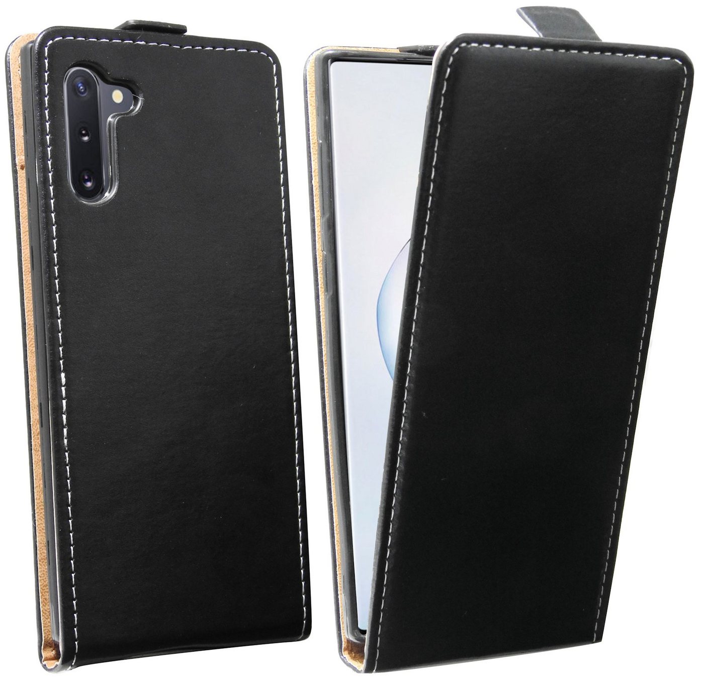 cofi1453 Handyhülle Flip Case für Samsung Galaxy Note 10, Schutzhülle Handy Flip Cover Klapptasche Schwarz von cofi1453