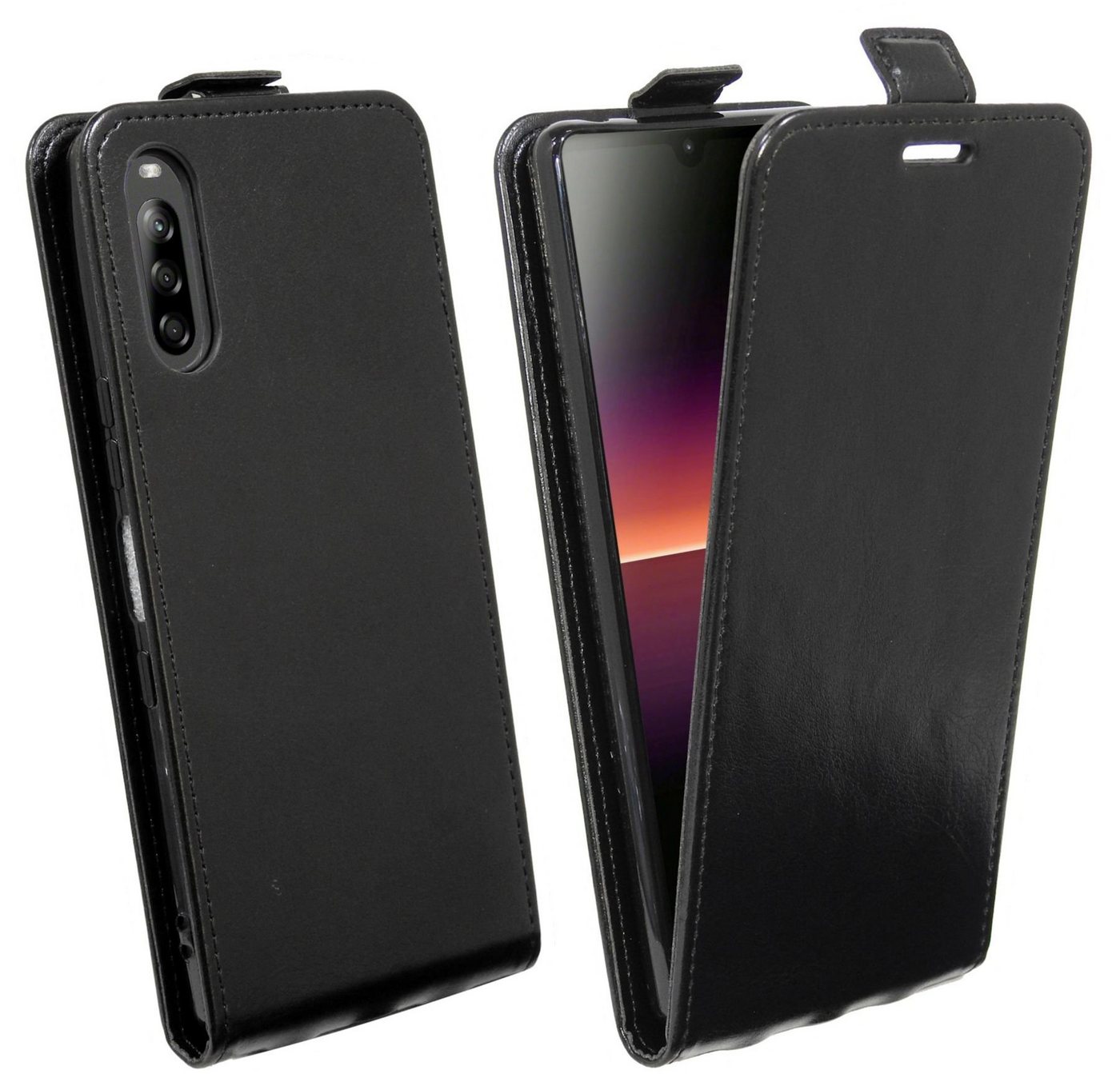 cofi1453 Handyhülle Flip Case für Sony Xperia L4, Schutzhülle Handy Flip Cover Klapptasche Schwarz von cofi1453