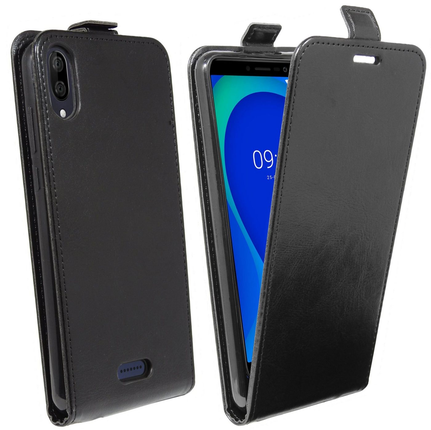 cofi1453 Handyhülle Flip Case für Wiko Y80, Schutzhülle Handy Flip Cover Klapptasche Schwarz von cofi1453