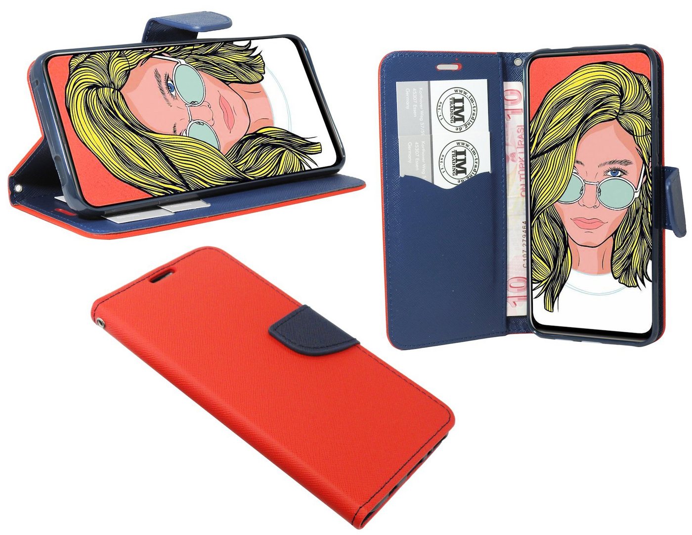cofi1453 Handyhülle Hülle Tasche für Huawei P Smart Z, Kunstleder Schutzhülle Handy Wallet Case Cover mit Kartenfächern, Standfunktion Schwarz von cofi1453