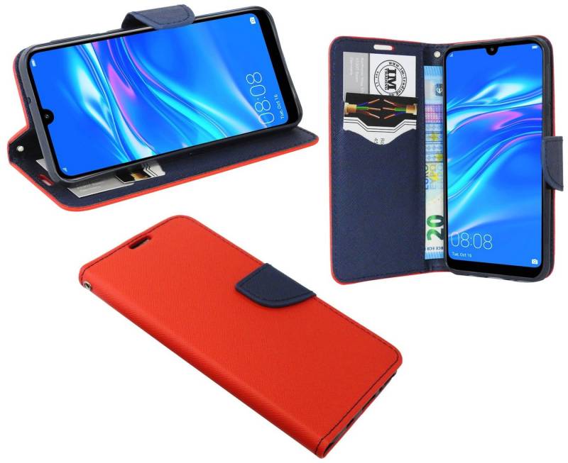 cofi1453 Handyhülle Hülle Tasche für Huawei Y7 2019, Kunstleder Schutzhülle Handy Wallet Case Cover mit Kartenfächern, Standfunktion Schwarz von cofi1453