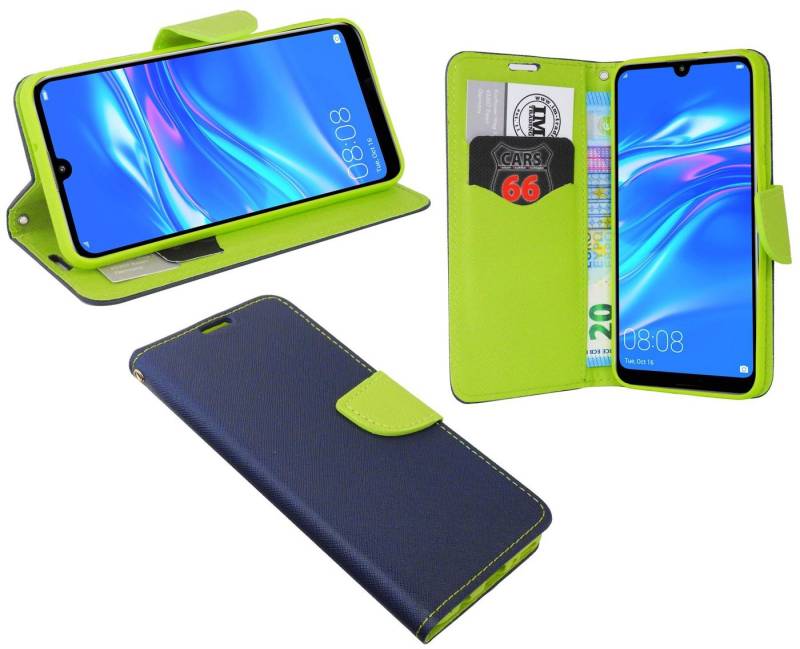 cofi1453 Handyhülle Hülle Tasche für Huawei Y7 2019, Kunstleder Schutzhülle Handy Wallet Case Cover mit Kartenfächern, Standfunktion Schwarz von cofi1453