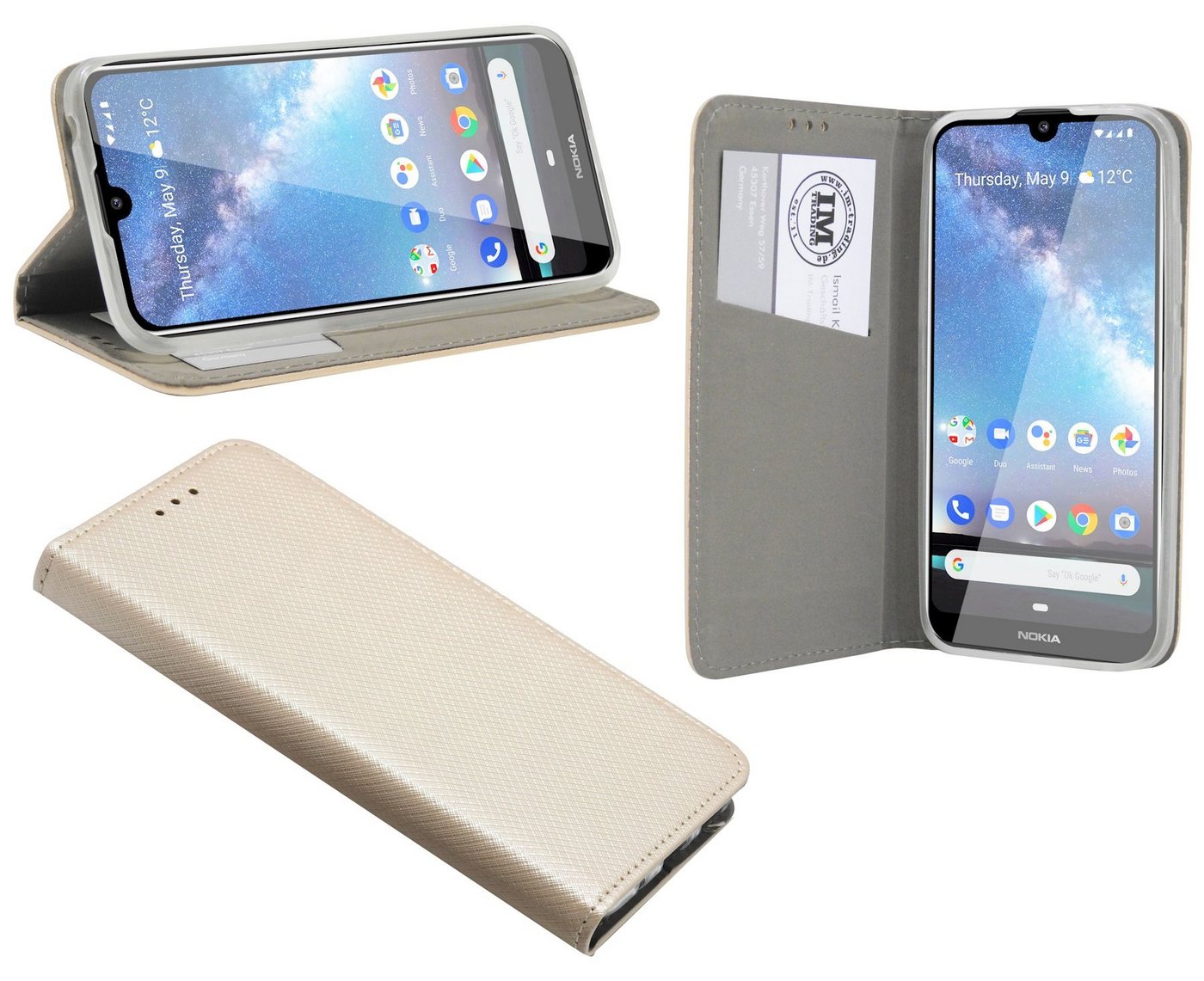 cofi1453 Handyhülle Hülle Tasche für Nokia 2.2, Kunstleder Schutzhülle Handy Wallet Case Cover mit Kartenfächern, Standfunktion Schwarz von cofi1453