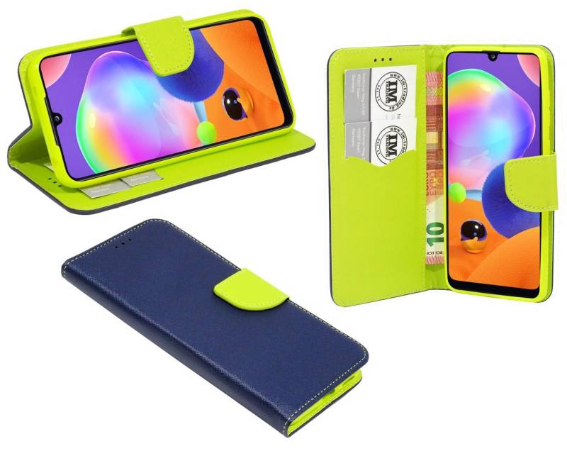 cofi1453 Handyhülle Hülle Tasche für Samsung Galaxy A31, Kunstleder Schutzhülle Handy Wallet Case Cover mit Kartenfächern, Standfunktion Schwarz von cofi1453