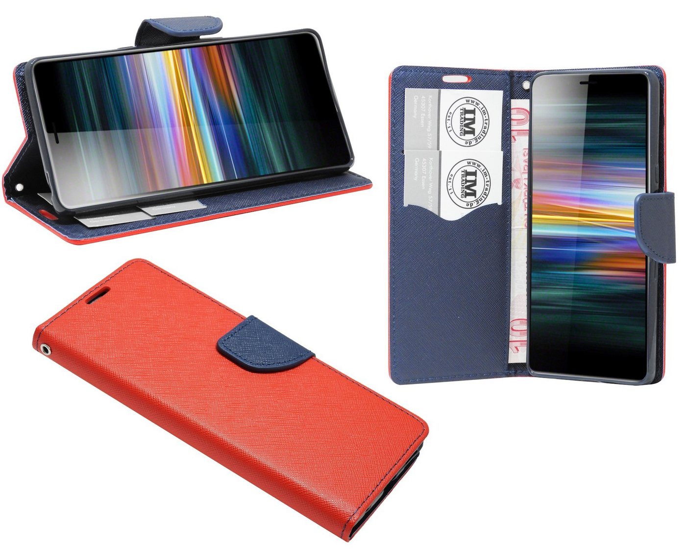 cofi1453 Handyhülle Hülle Tasche für Sony Xperia L3, Kunstleder Schutzhülle Handy Wallet Case Cover mit Kartenfächern, Standfunktion Schwarz von cofi1453