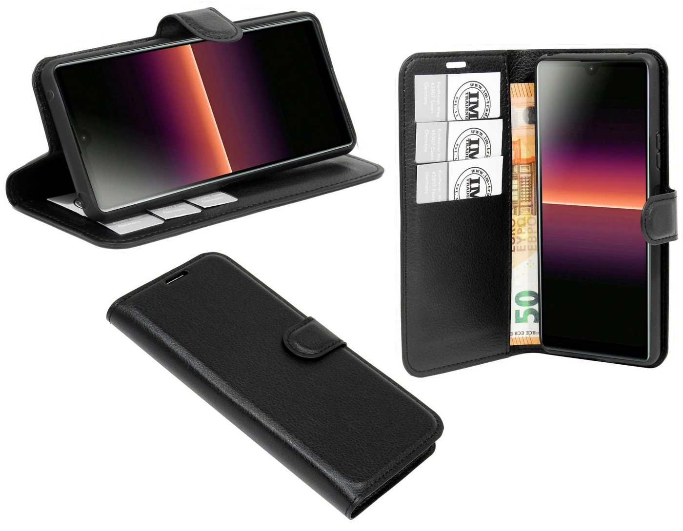 cofi1453 Handyhülle Hülle Tasche für Sony Xperia L4, Kunstleder Schutzhülle Handy Wallet Case Cover mit Kartenfächern, Standfunktion Schwarz von cofi1453