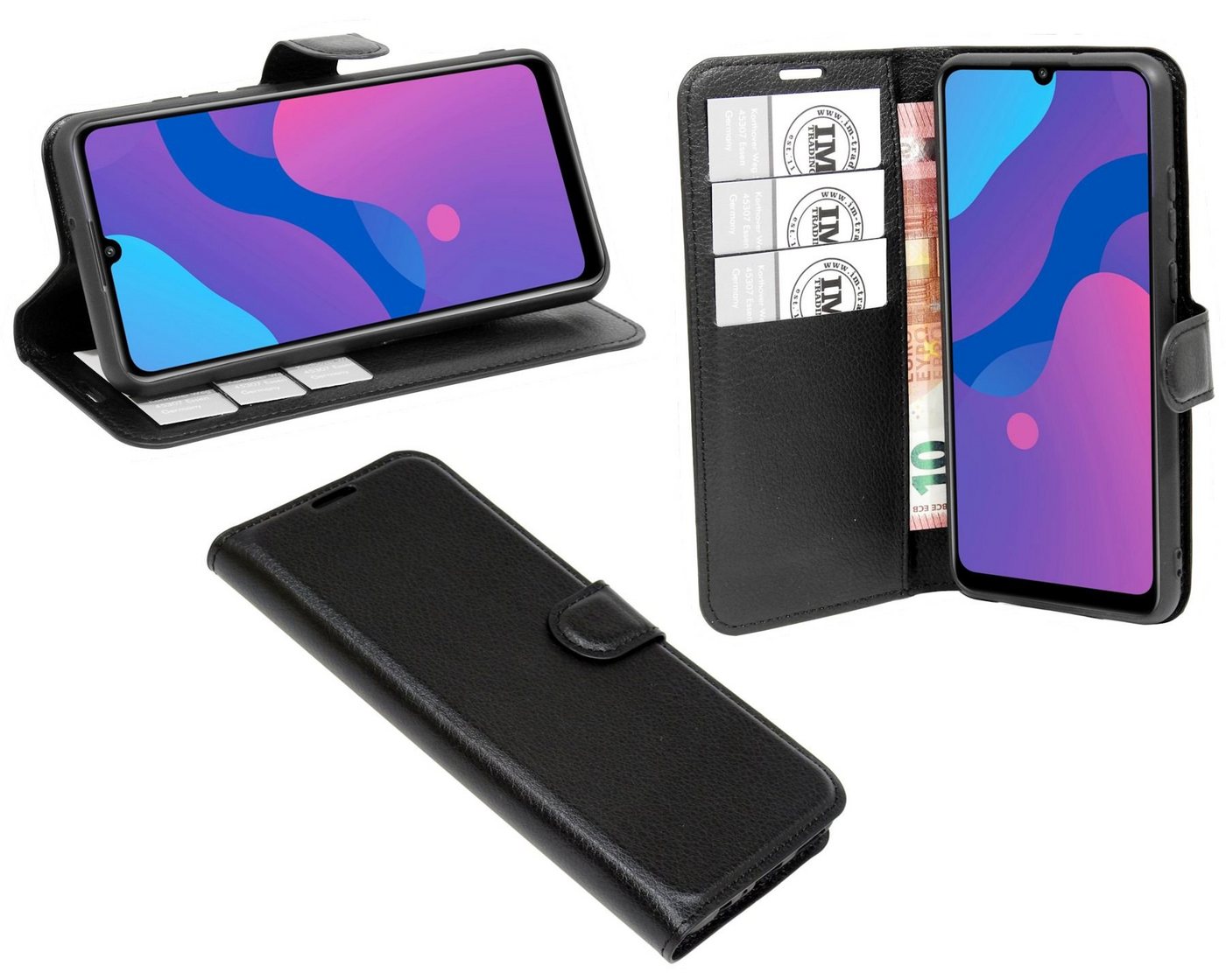 cofi1453 Handyhülle Hülle Tasche für Xiaomi Mi 8, Kunstleder Schutzhülle Handy Wallet Case Cover mit Kartenfächern, Standfunktion Schwarz von cofi1453