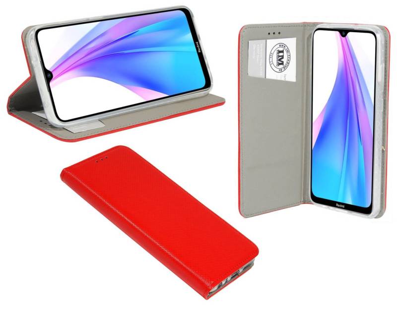 cofi1453 Handyhülle Hülle Tasche für Xiaomi Redmi Note 8T, Kunstleder Schutzhülle Handy Wallet Case Cover mit Kartenfächern, Standfunktion Rot von cofi1453