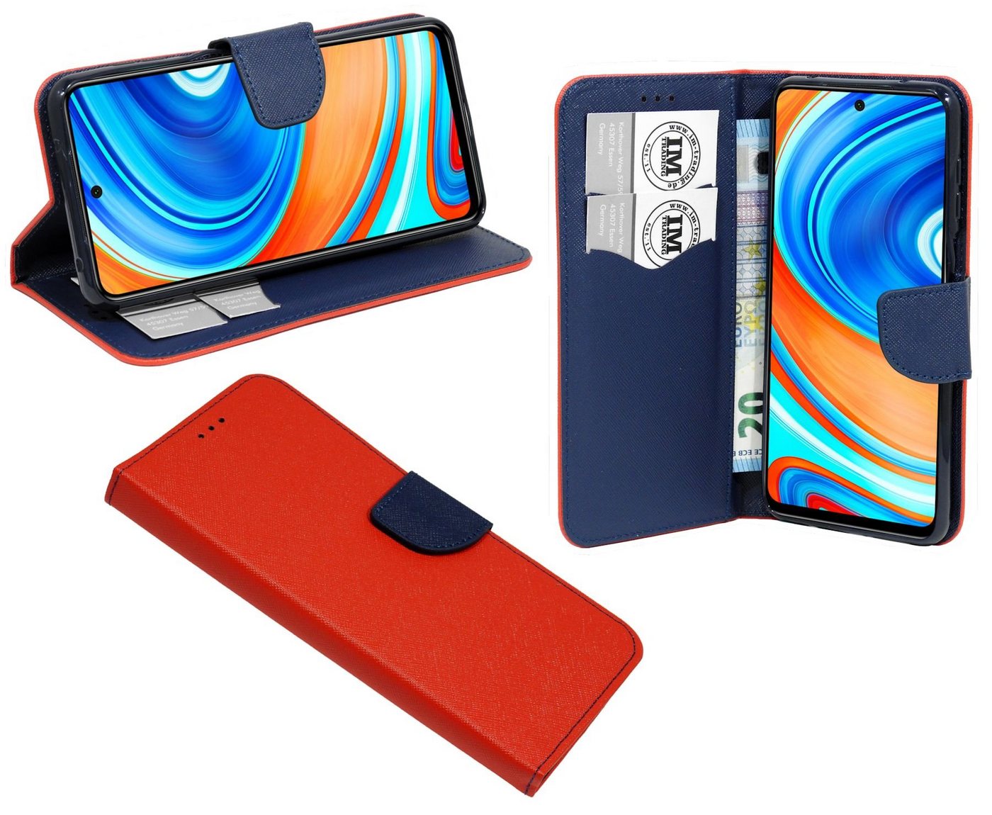 cofi1453 Handyhülle Hülle Tasche für Xiaomi Redmi Note 9 Pro, Kunstleder Schutzhülle Handy Wallet Case Cover mit Kartenfächern, Standfunktion Schwarz von cofi1453