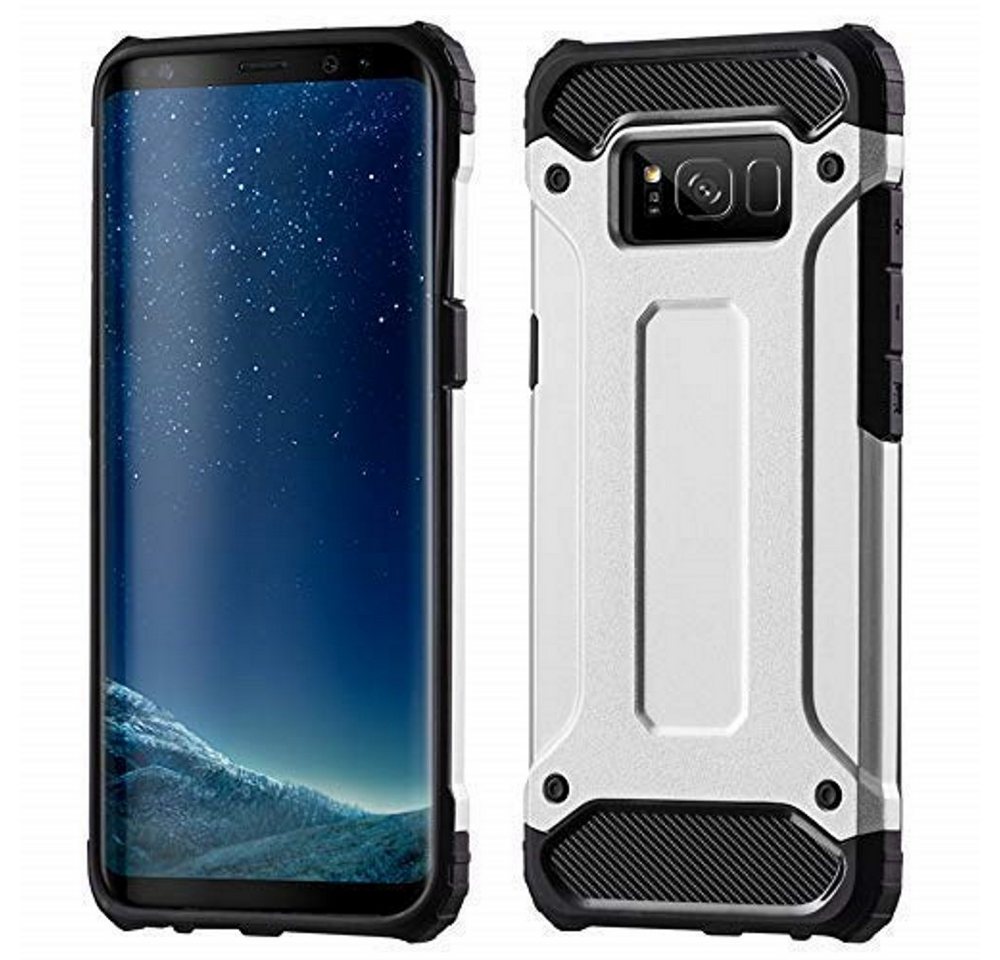 cofi1453 Handyhülle Panzerhülle Bumper Hybrid Armor SchutzHülle für Samsung Galaxy M20 (M205FD) Silikon Hülle Zubehör Tasche Panzerschale Panzer in Silber von cofi1453