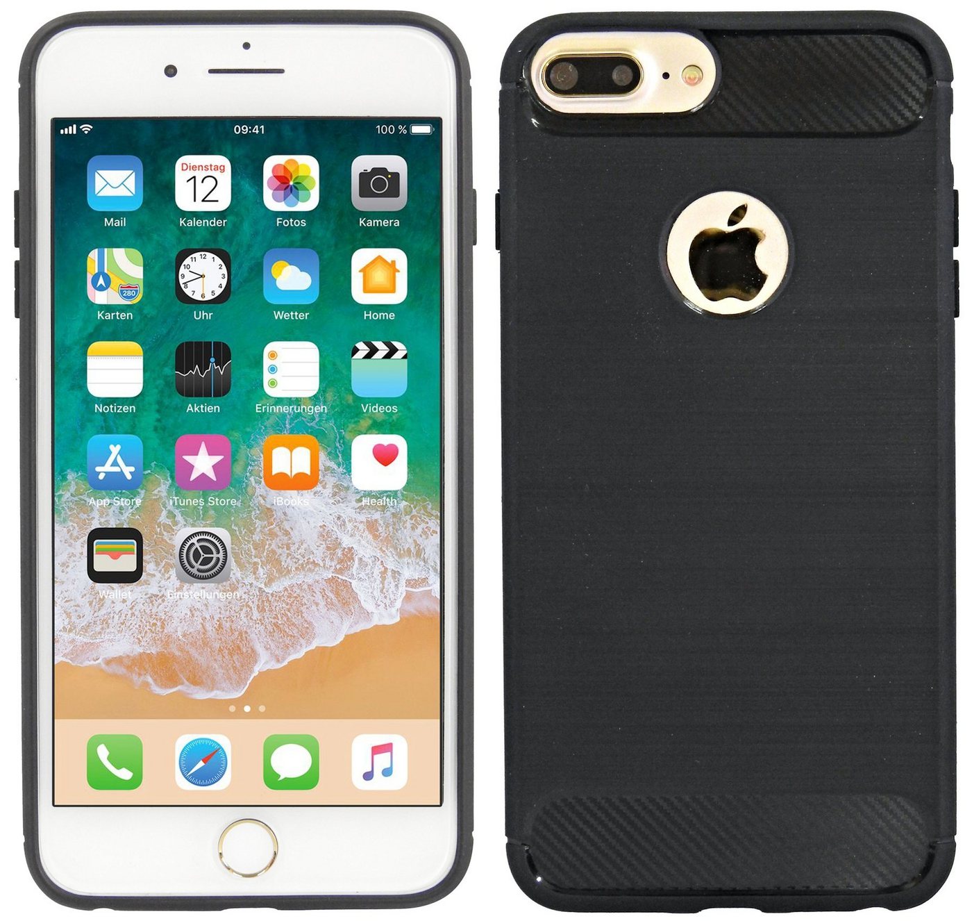 cofi1453 Handyhülle Silikon Hülle Carbon für Apple iPhone 7 Plus, Case Cover Schutzhülle Bumper von cofi1453