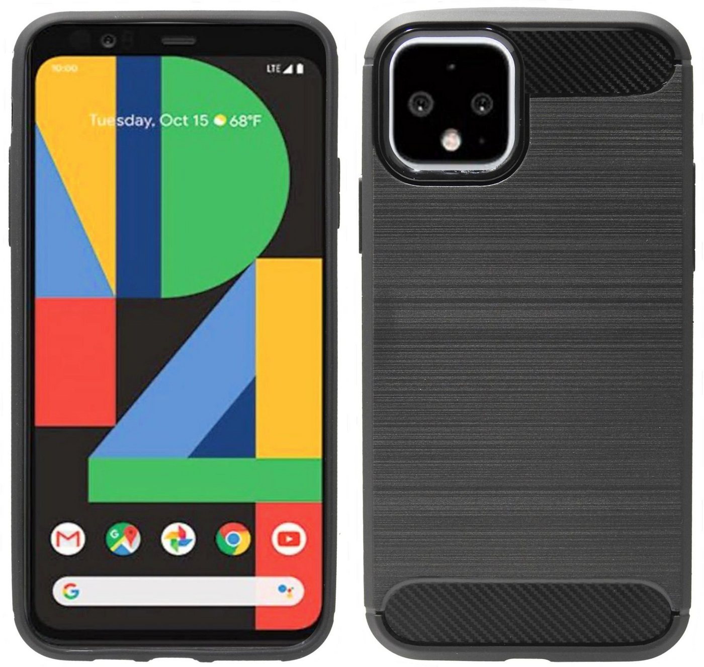 cofi1453 Handyhülle Silikon Hülle Carbon für Google Pixel 4, Case Cover Schutzhülle Bumper von cofi1453