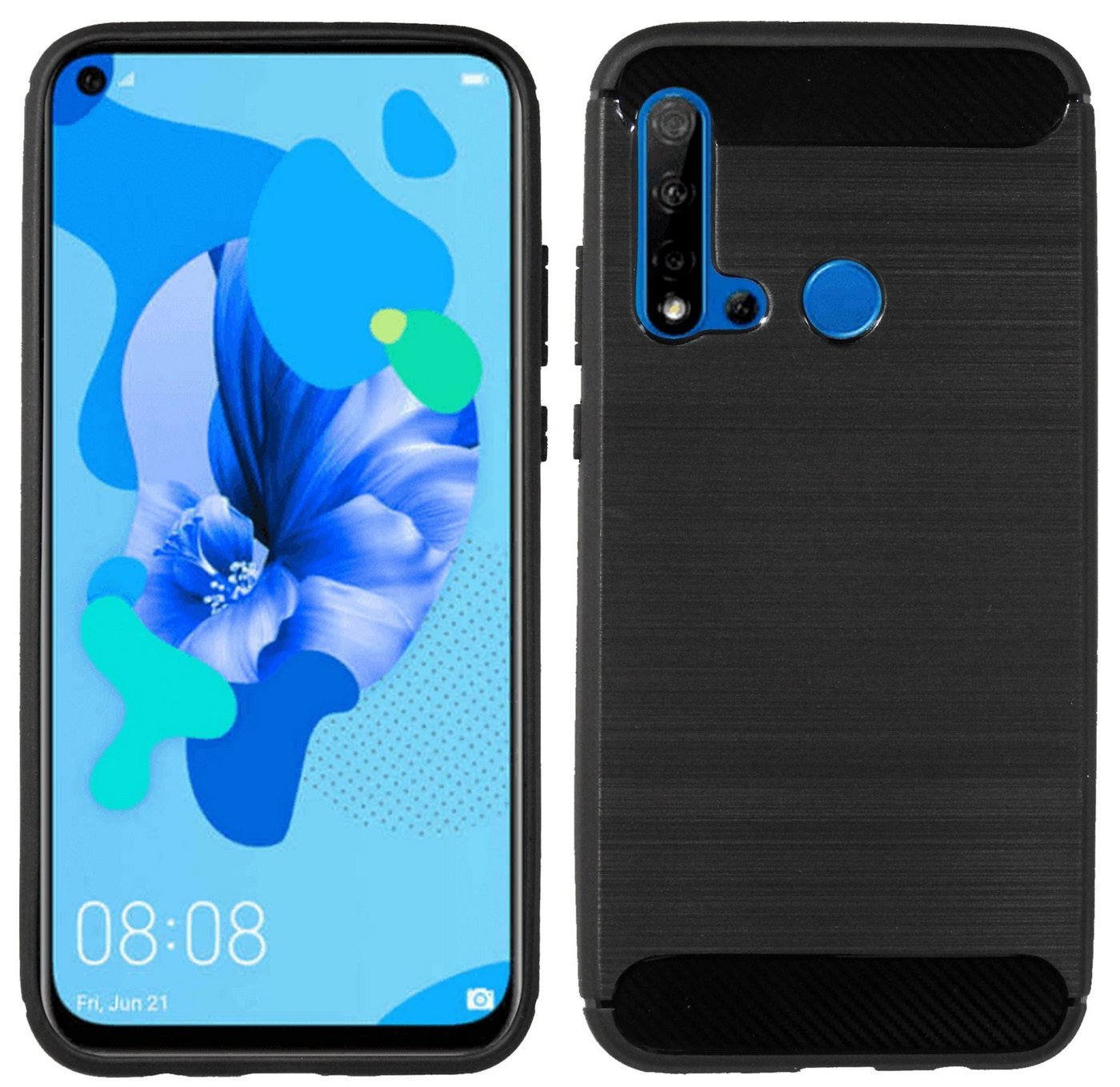 cofi1453 Handyhülle Silikon Hülle Carbon für Huawei P20 Lite, Case Cover Schutzhülle Bumper von cofi1453