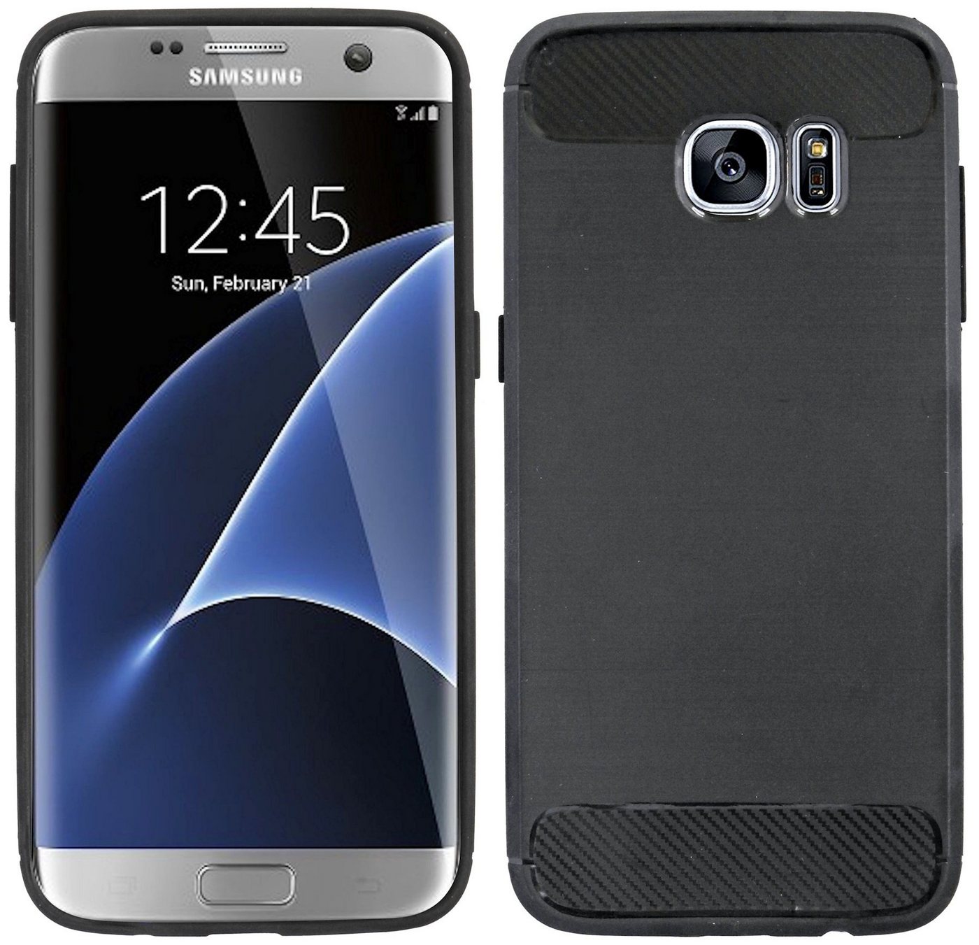 cofi1453 Handyhülle Silikon Hülle Carbon für Samsung Galaxy S7 Edge, Case Cover Schutzhülle Bumper von cofi1453