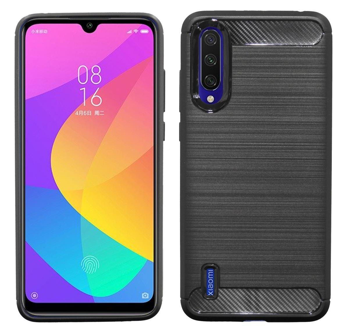 cofi1453 Handyhülle Silikon Hülle Carbon für Xiaomi Mi A3 Lite, Case Cover Schutzhülle Bumper von cofi1453