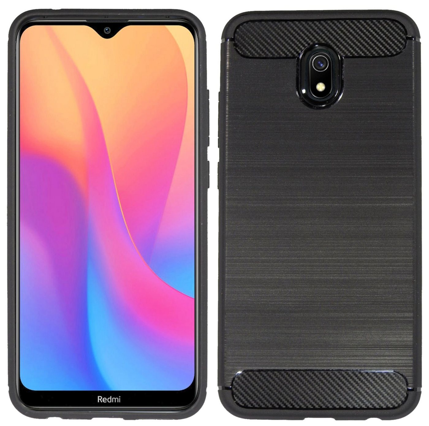 cofi1453 Handyhülle Silikon Hülle Carbon für Xiaomi Redmi 8A, Case Cover Schutzhülle Bumper von cofi1453