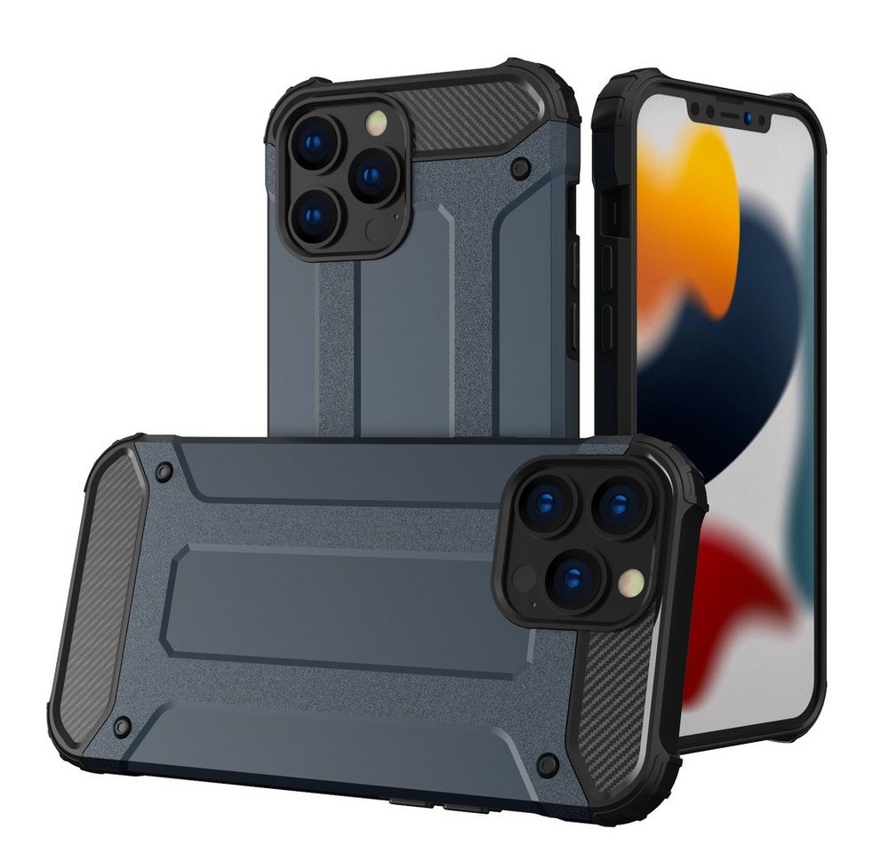 cofi1453 Handyhülle cofi1453® Hybrid Armor Etui SchutzHülle Case Bumper Cover Handyhülle Hülle Robust Rutschfest kompatibel mit iPhone 13 Pro, Case Cover von cofi1453