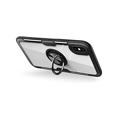 cofi1453 Premium Handy Hülle Carbon Transparent Dezente Schale Bumper Case Cover drehbarer Ring 360 Grad Halter Ständer Magnetisch Outdoor kompatibel mit Samsung Galaxy S10 Lite (G770F) von cofi1453