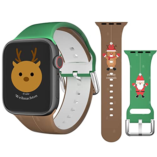 Colaxuyi Weihnachten Silikon Armband Kompatibel mit Apple Watch 38mm 40mm 41mm, Weiches Sport Silikon Ersatzarmband Kompatibel mit iWatch SE ＆ Apple Watch Series 8/7/6/5/4/3/2/1 für Damen Herren von colaxuyi