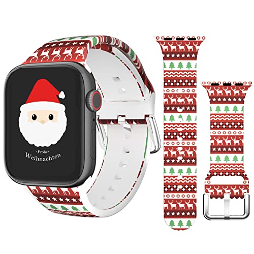 Colaxuyi Weihnachten Silikon Armband Kompatibel mit Apple Watch 42mm 44mm 45mm, Weiches Sport Silikon Ersatzarmband Kompatibel mit iWatch SE ＆ Apple Watch Series 8/7/6/5/4/3/2/1 für Damen Herren von colaxuyi