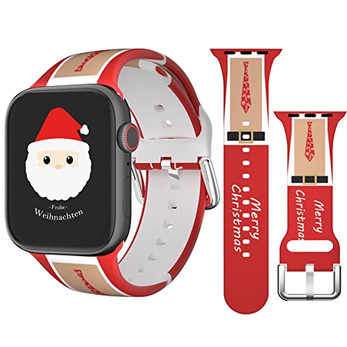 Colaxuyi Weihnachten Silikon Armband Kompatibel mit Apple Watch 42mm 44mm 45mm, Weiches Sport Silikon Ersatzarmband Kompatibel mit iWatch SE ＆ Apple Watch Series 8/7/6/5/4/3/2/1 für Damen Herren von colaxuyi