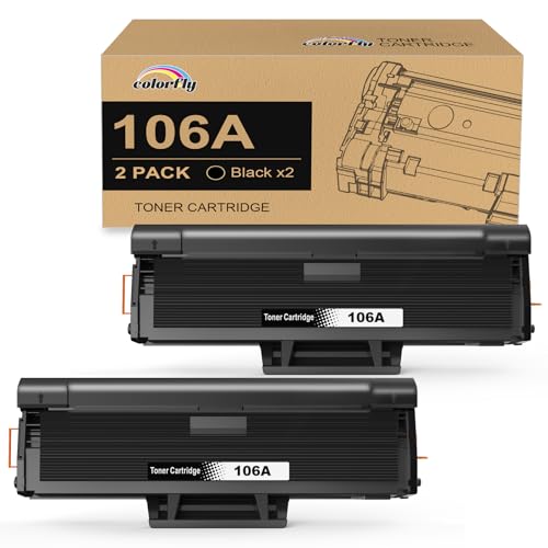 106A W1106A Toner Kompatibel für HP 106A Toner Schwarz für HP Laser MFP 135wg Toner für HP Laser 107w 107a 107r MFP 137fwg 137fnw 135w 135a 135r (Schwarz, 2er-Pack) von colorfly