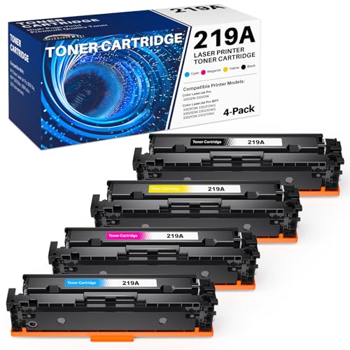colorfly 219A 219X Toner 4-Pack Kompatible Ersatz für HP 219A 219X für Color Laserjet Pro MFP 3302FDW 3302SDW 3302FDN 3302FDNG 3302FDWG 3302SDWG 3202DN 3202DW W2190A Schwarz Cyan Magenta Gelb von colorfly