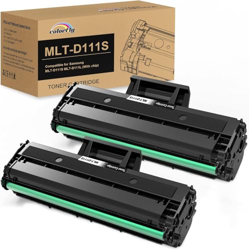 MLT D111S Toner Kompatibel für Samsung D111S MLT-D111L D111S Druckerpatrone für Toner Samsung Xpress M2070 M2070W M2070FW M2026W M2026 M2022W SL-M2070W SL-M2026W SL-M2026 (Schwarz, 2er-Pack) von colorfly