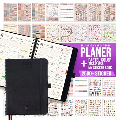 colortouch Terminkalender 2025 2026 mit 2500+ St Planer Sticker Set, Kalender Aufkleber-Stickeralbum für Terminplaner, Agenda, Journal, Notizbuch, A5 Terminplaner auf Deutsch, 14 Monate Softcover colortouch Terminkalender 2025 2026 mit 2500+ St Planer Sticker Set, Kalender Aufkleber-Stickeralbum für Terminplaner, Agenda, Journal, Notizbuch, A5 Terminplaner auf Deutsch, 14 Monate Softcover von colortouch