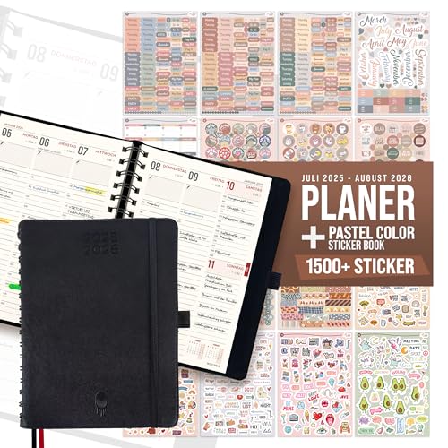 colortouch Terminplaner 2025 2026 mit 1500+ St Aufkleber für Tagesplaner, Planer Stickers für A5 Terminkalender Organizer, Taschenkalender Ringbuch mit Stickeralbum, 14 Monate Agenda (Juli 25-Aug 26) colortouch Terminplaner 2025 2026 mit 1500+ St Aufkleber für Tagesplaner, Planer Stickers für A5 Terminkalender Organizer, Taschenkalender Ringbuch mit Stickeralbum, 14 Monate Agenda (Juli 25-Aug 26) von colortouch