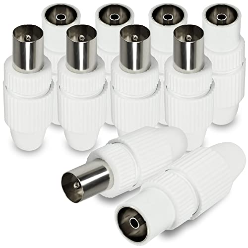 com-four® 10 teiliges Koaxialkabelset - Set zum Ausstatten eines Kabels zum Koaxialkabel - Ausrüstungsset mit Stecker und Buchse für Koaxialkabel (HQ Set: 5x Stecker + 5x Buchse) von com-four