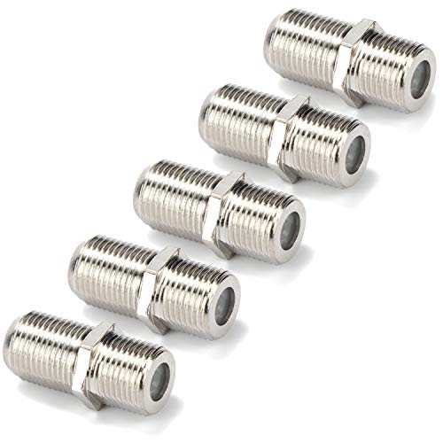 com-four® 5x F-Verbinder - Antennen Adapter für F-Stecker - für Koaxial Antennenkabel (silberfarben kurz - 05 Stück) von com-four