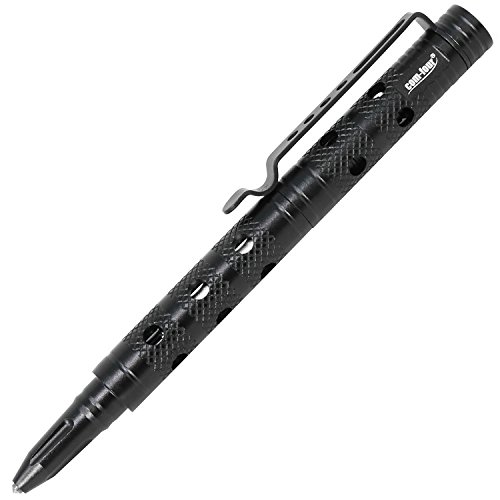 com-four® Tactical Kubotan Pen CFB7 Kugelschreiber in schwarz, Mehrzweckstift aus Flugzeug Aluminium - für Jede Extremsituation (1 Stück - schwarz) von com-four