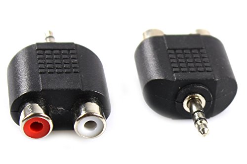 COM-FOUR® Audio-Adapter 3,5 mm Klinke Stecker Stereo auf 2x Cinchkupplung im Kunststoff-Gehäuse (2 Stück) von com-four